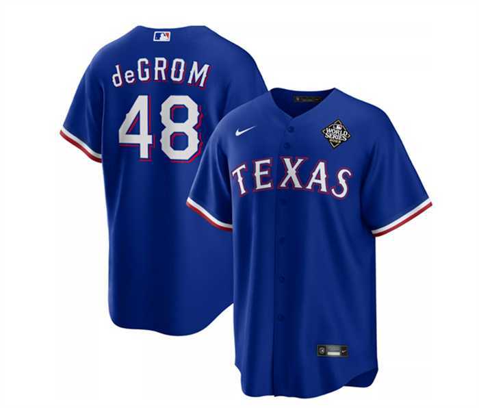Men's Texas Rangers #48 Jacob DeGrom Royal 2023 World Series Cool Base Stitched Baseball Jersey Dzhi,We sell and wholesale Men's Texas Rangers #48 Jacob DeGrom Royal 2023 World Series Cool Base Stitched Baseball Jersey Dzhi on line form chian!